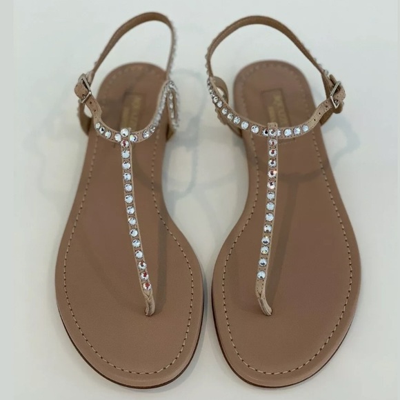AQUAZZURA ALMOST BARE BEIGE CRYSTAL SANDALS SIZE IT 37.5 / US 7.5 NEW IN BOX! - Picture 5 of 16